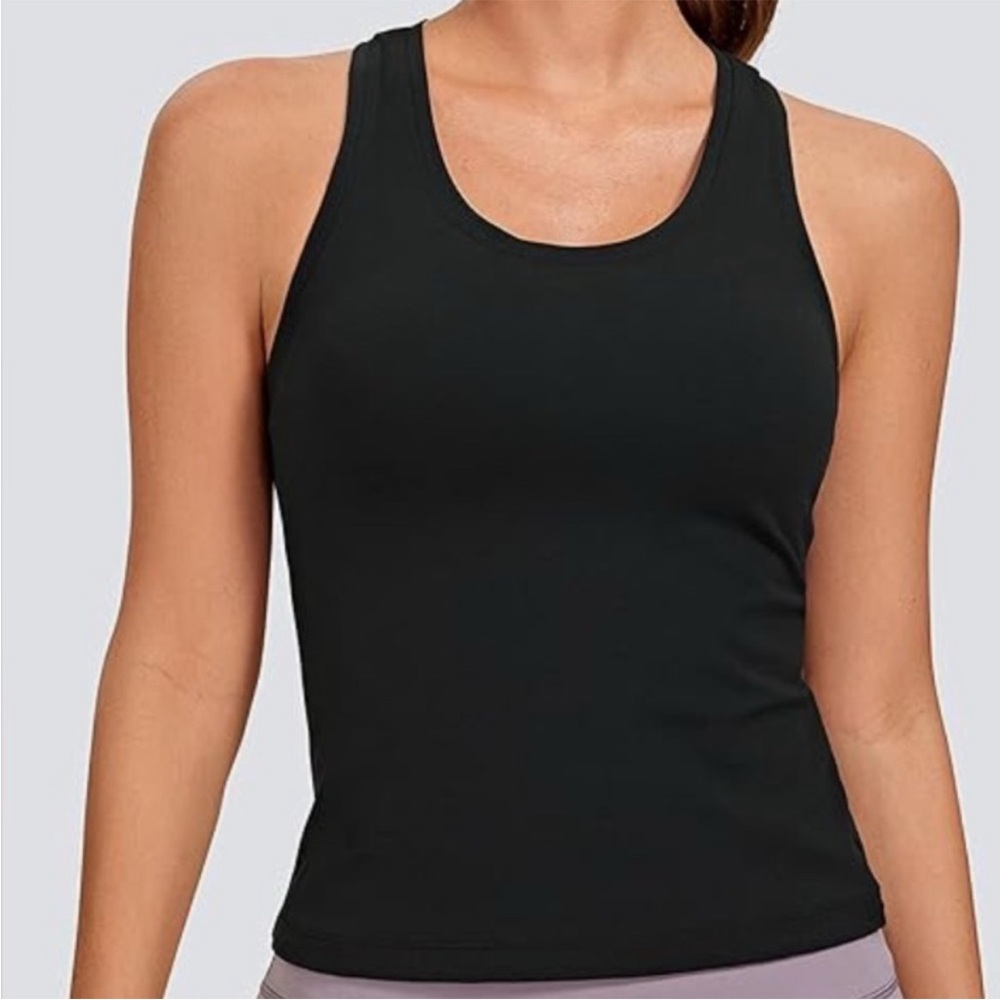 CRZ Yoga Butterluxe Padded Bra Racerback Black Tank Top Size XL/14